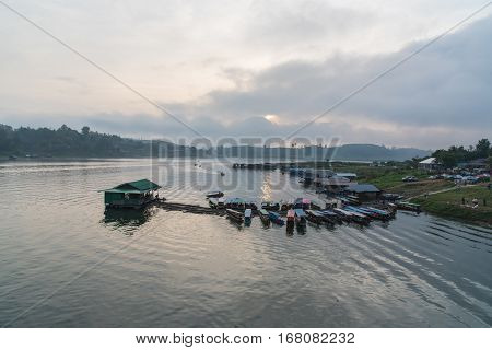 Landscape river view of Sagklaburi Kanchanaburi Thailand