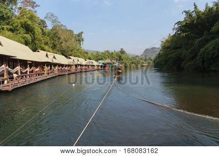 Home raft at Sagklaburi attractions Kanchanaburi Thailand