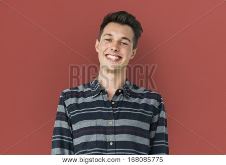 Portrait of Young Adult Caucasian Man Smiling Isolated