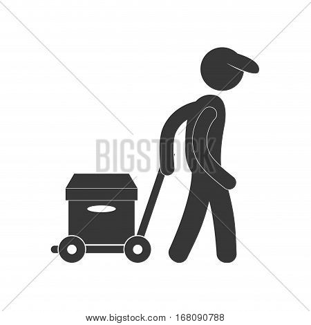delivery man hand car box figure pictogram vector illustration eps 10