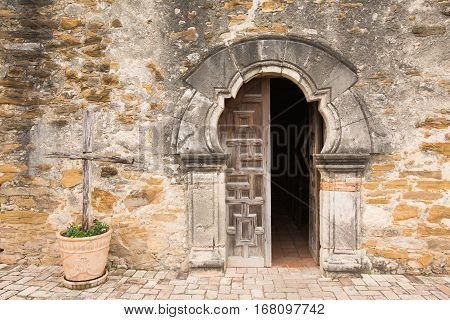 Old Chapel at Mission Espada near San Antonio Texas.