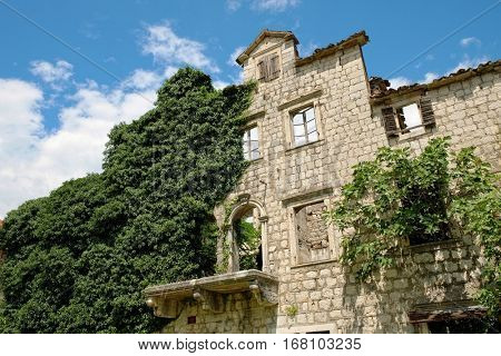 derelict stone house in Risan, Montenegro 
