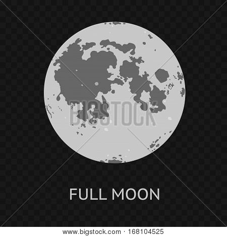 Full Moon on a Transparent Background Phase of Astronomy Cycle. Vector illustration