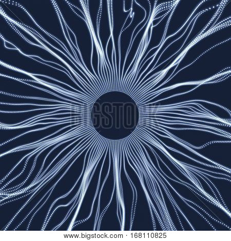 Space vortex. Black hole made from Flying Particles. Abstract Background. 3D Vector Illustration. 