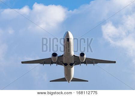 Airplane taking off from the Itami International Airport in Osaka, Japan.