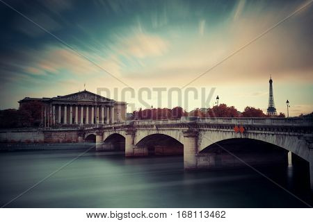 Paris River Seine and bridge with Assemblee Nationale