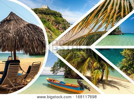 Collage of beach holiday scenes in Jamaica