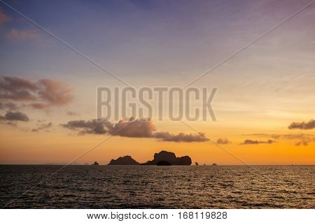 Sunset on the sea. Romance of the seas