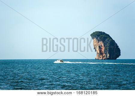 Speedboat in the islands. Tourism in Asia