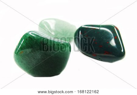 avanturine geliotrope jasper green semigem crystals geological mineral isolated