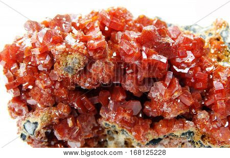 vanadinite semigem geode crystals geological mineral isolated