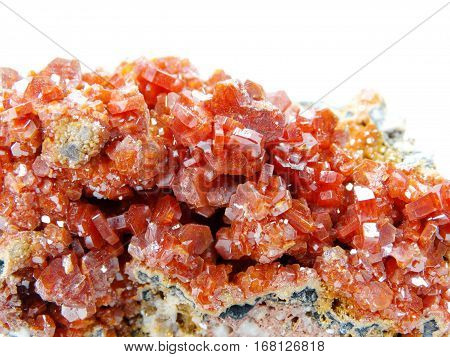 vanadinite semigem geode crystals geological mineral isolated