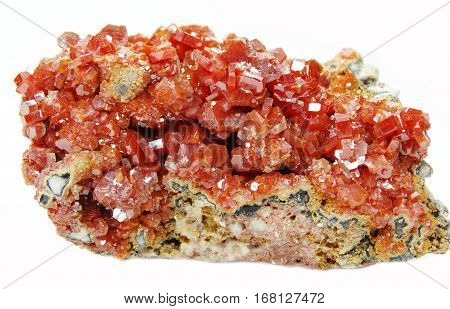 vanadinite semigem geode crystals geological mineral isolated