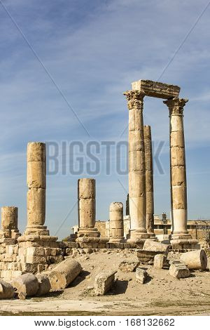 The ruins of the ancient citadel in Amman, Jordan