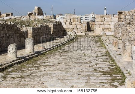 The ruins of the ancient citadel in Amman, Jordan