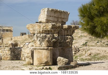 The ruins of the ancient citadel in Amman, Jordan