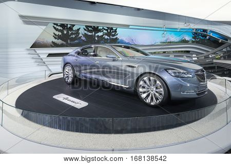 DETROIT MI/USA - JANUARY 14 2015: Buick Avenir concept car at the North American International Auto Show (NAIAS) one of the most influential car shows in the world each year.