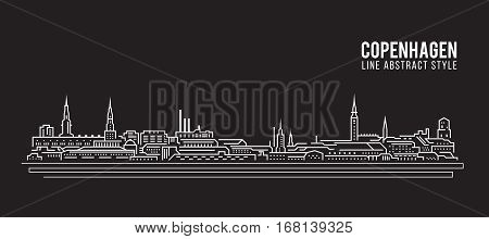 Cityscape Building Line art Vector Illustration design - Copenhagen city