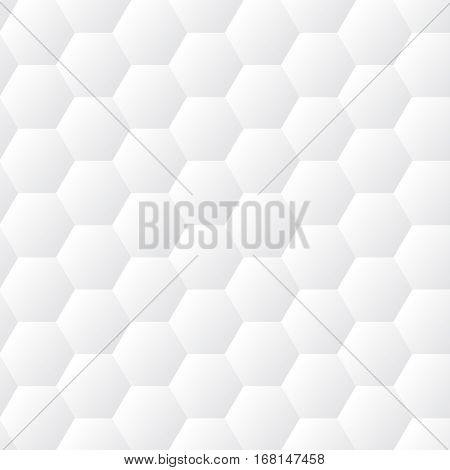 Seamless dented hexagons white wall texture. Honeycomb background vector pattern.