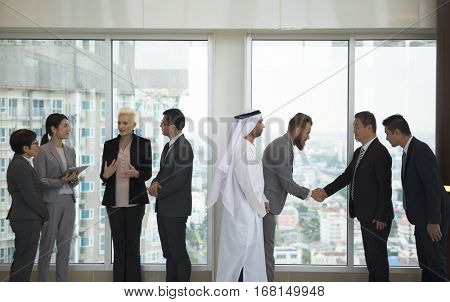 Business Partners Introductionary Handshake Bow