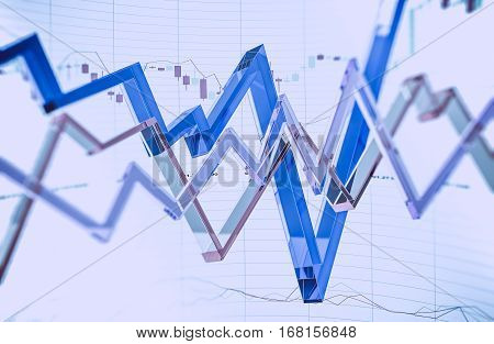 Glassy Forex Trading Illustration 3D Rendered. Abstract Forex Trader Business Concept.