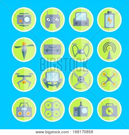 Drone icons set. quadrocopter, multicopter, line design. drone control, symbols collection. repair and service , isolated linear illustration