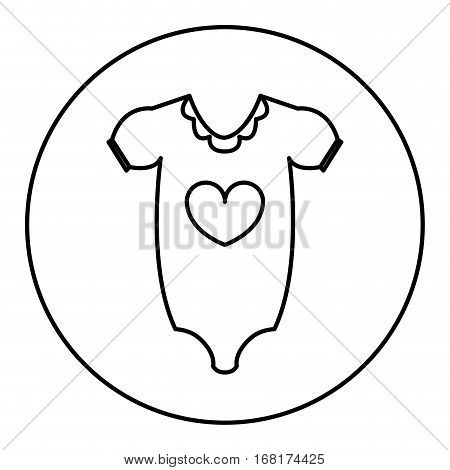 monochrome contour with baby pijama in round frame vector illustration