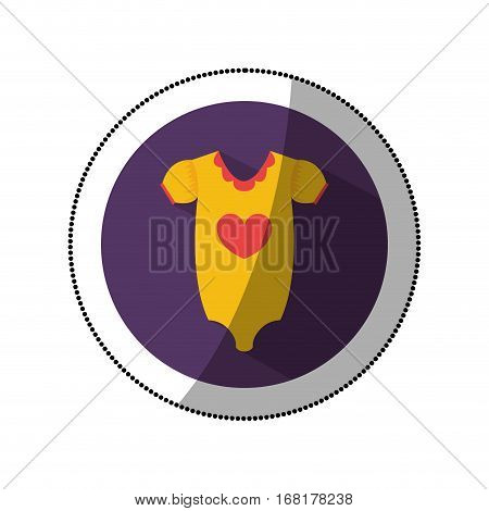 sticker color silhouette with baby pijama in round frame vector illustration