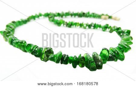 chrome-diopside semigem beads isolated on white background