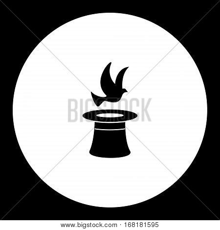 Magican Trick With Pigeon Out Of The Hat Black Simple Icon Eps10