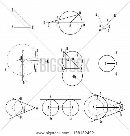 Mathematical Illustration. Geometric Drawing Set. Vector Illustration On White Background