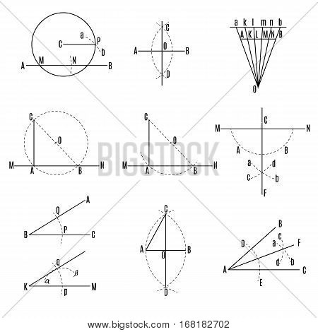 Mathematical Illustration. Geometric Drawing Set. Vector Illustration On White Background
