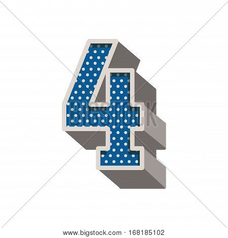three-dimensional number four dotted in blue color vector illustration
