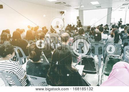 Business Concept : Asia People Listen In Business Seminar Presentation
