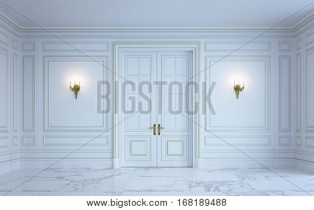 A classic interior is in light tones. 3d rendering.