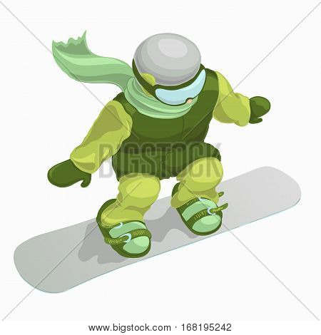 Illustration of a snowboarder isolated on the white background.