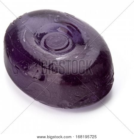 One fruit hard sugar candy,  boiled sweet or sugar plum isolated on white background cutout.
