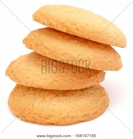 stacked short pastry cookies isolated on white background