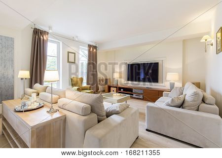 Relaxing Area With Couches And Tv