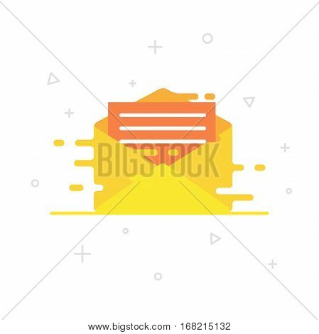 Vector icon with envelope and letter. White background.