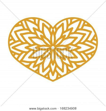 Vector Stencil Lacy Heart With Carved Openwork Pattern. Template