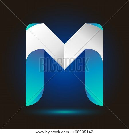 Letter M icon and logo template.  New design typographic. twisted blue and white line