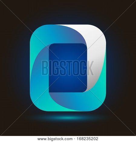 Letter O icon and logo template.  New design typographic. twisted blue and white line