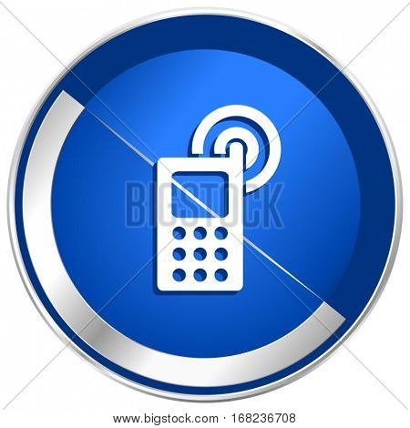 Phone silver metallic web and mobile phone vector icon in eps 10.