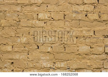 Old Yellow Brick Wall In A Retro Style.