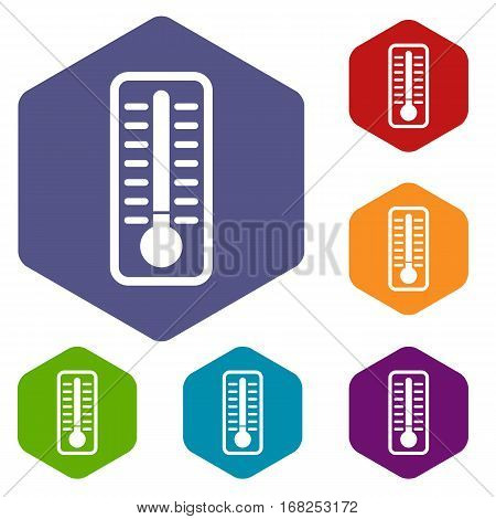 Cold thermometer icons set rhombus in different colors isolated on white background