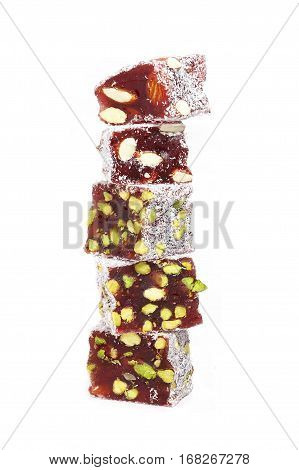 Turkish delight isolated on a white background