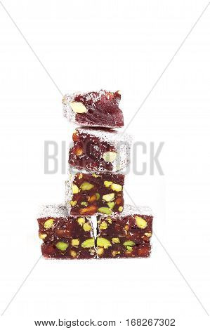 Turkish delight isolated on a white background