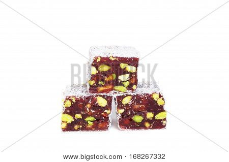 Turkish delight isolated on a white background