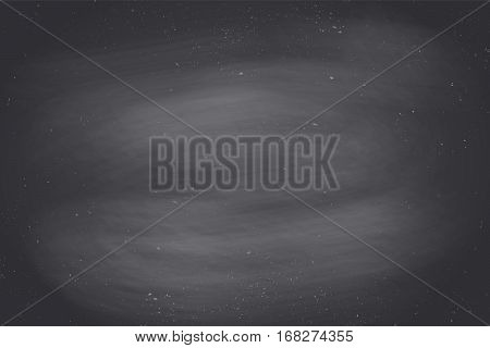 Black empty chalkboard background, surface and texture with copy space. Template for restaurant, cafe menu design at the wall or for school theme. Vector Illustration